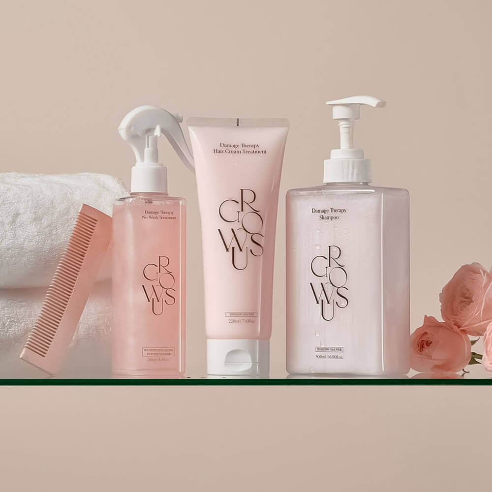 MOIDA SET [GROWUS] Damage Repair Pink Set (Shampoo + Treatment + No-wash Treatment) *Special Price*