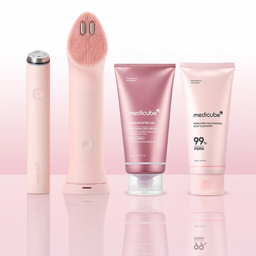 » MOIDA SET [MEDICUBE] Glass Skin Care Set #Pink (AGE-R Booster Pro Mini Plus + AGE-R Booster Cleanser + Cleansing Foam + Gel Cream ) *Special Price* (100% off)