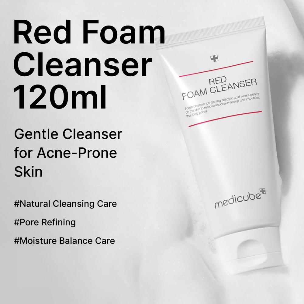 MOIDA SET [MEDICUBE] Red Acne Care Routine for Blemish-Prone & Sensitive Skin (Cleansing Foam + Peeling Pad + Cream) *Special Price*