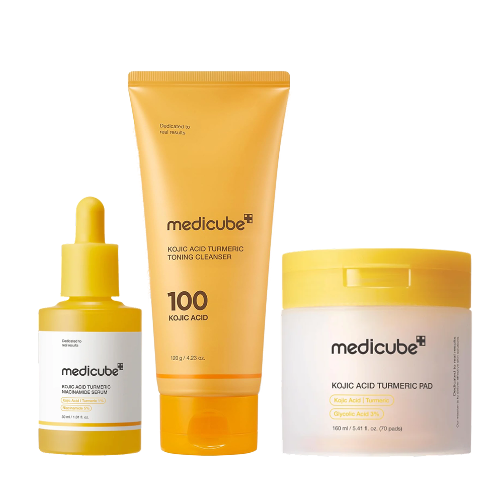 MOIDA SET [MEDICUBE] Kojic Acid + Turmeric Dark Spot Care Routine for Uneven & Dull Skin (Pad + Serum + Cream) *Special Price*