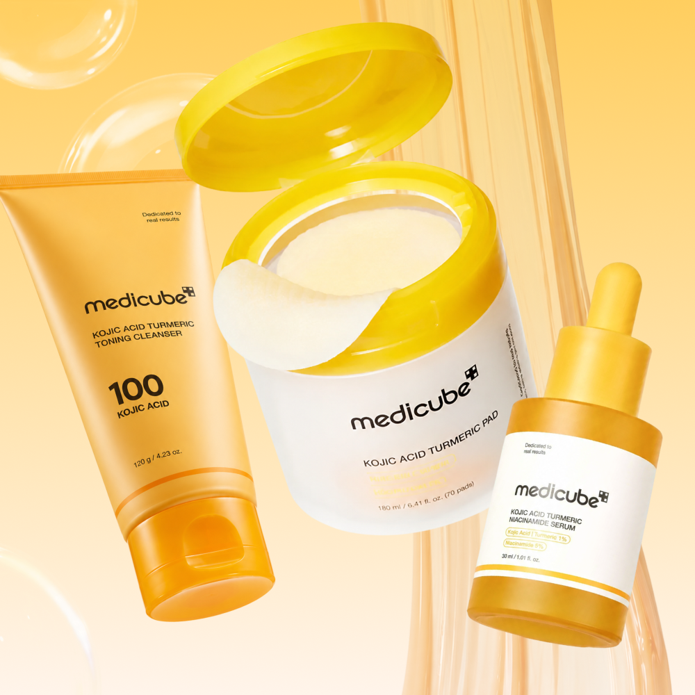 MOIDA SET [MEDICUBE] Kojic Acid + Turmeric Dark Spot Care Routine for Uneven & Dull Skin (Pad + Serum + Cream) *Special Price*