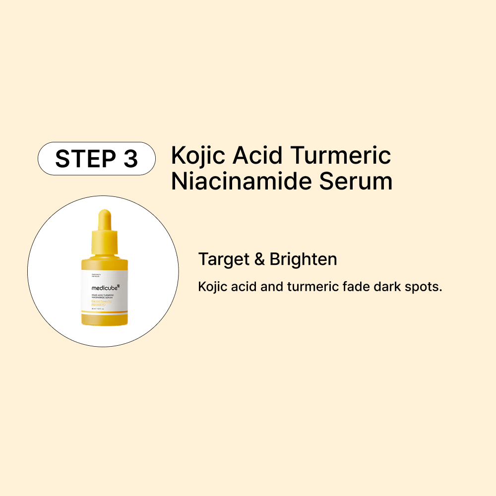 MOIDA SET [MEDICUBE] Kojic Acid + Turmeric Dark Spot Care Routine for Uneven & Dull Skin (Pad + Serum + Cream) *Special Price*