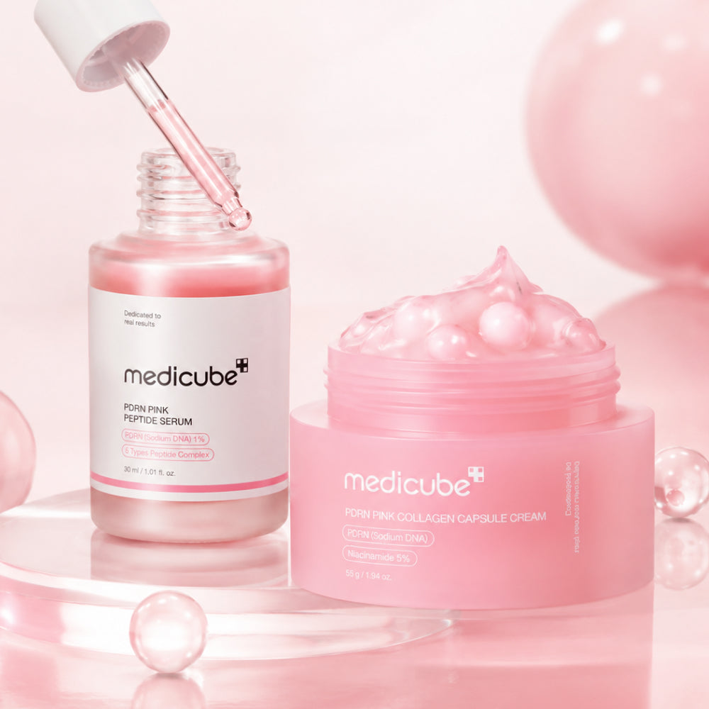 [Medicube] PDRN Pink Skincare Duo Set (Pink Peptide Serum + Pink Collagen Capsule Cream)