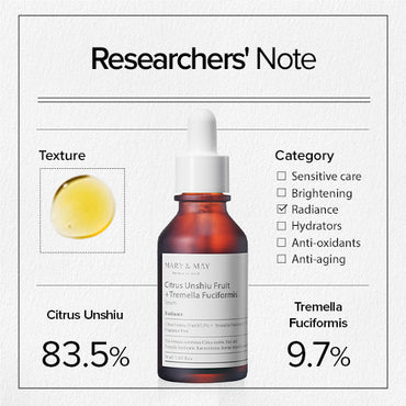 [Mary &amp; May] Suero de Citrus Unshiu + Tremella Fuciformis