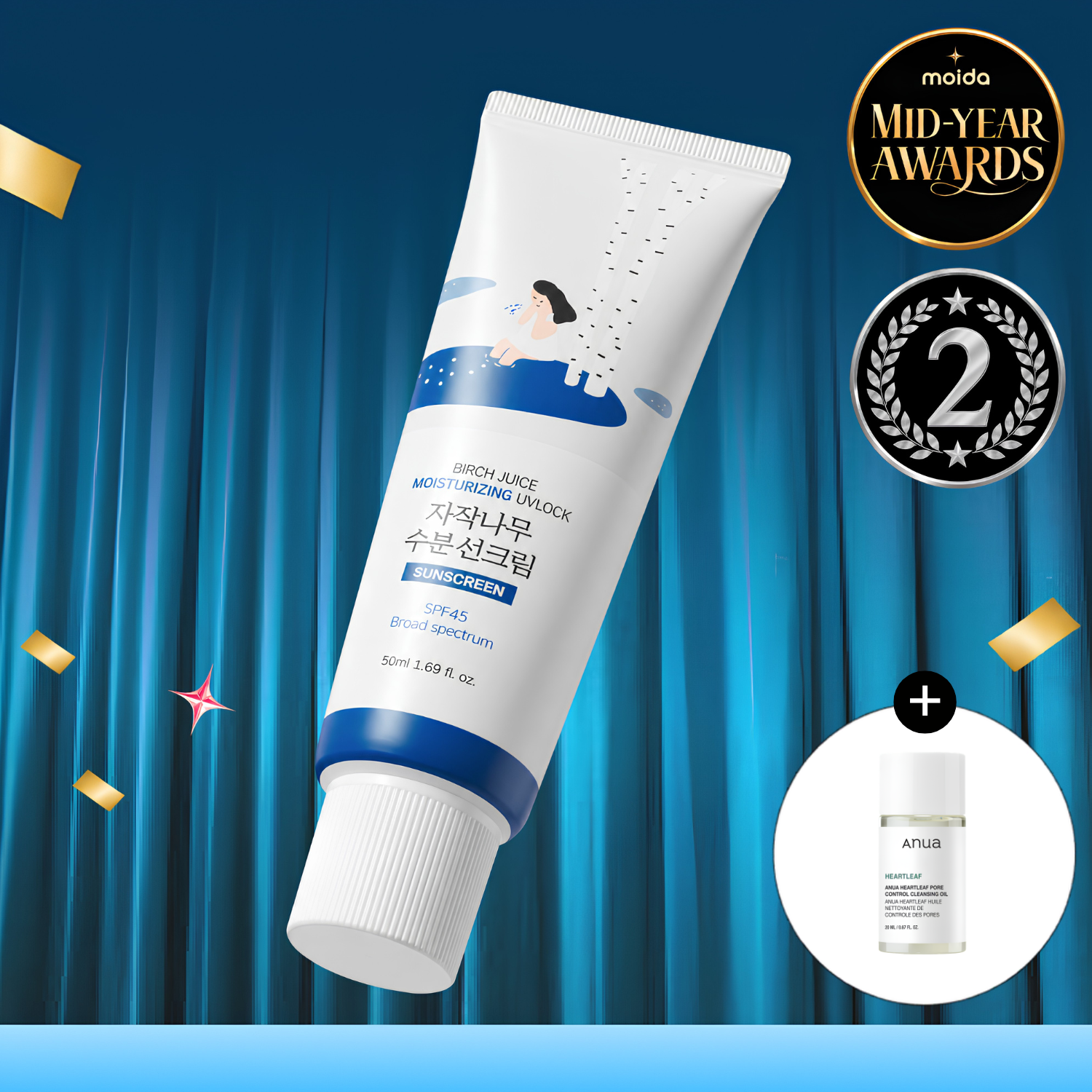 [ROUND LAB] Birch Moisturizing Sunscreen UVLock SPF 45+ 50ml + FREE GIFT