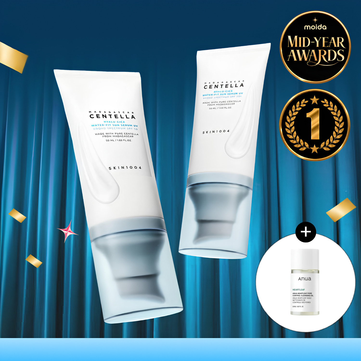 2EA [SKIN1004] Madagascar Centella Hyalu-Cica Water-Fit Sun Serum UV 50ml Double Pack (2ea) *Special Price* + FREE GIFT