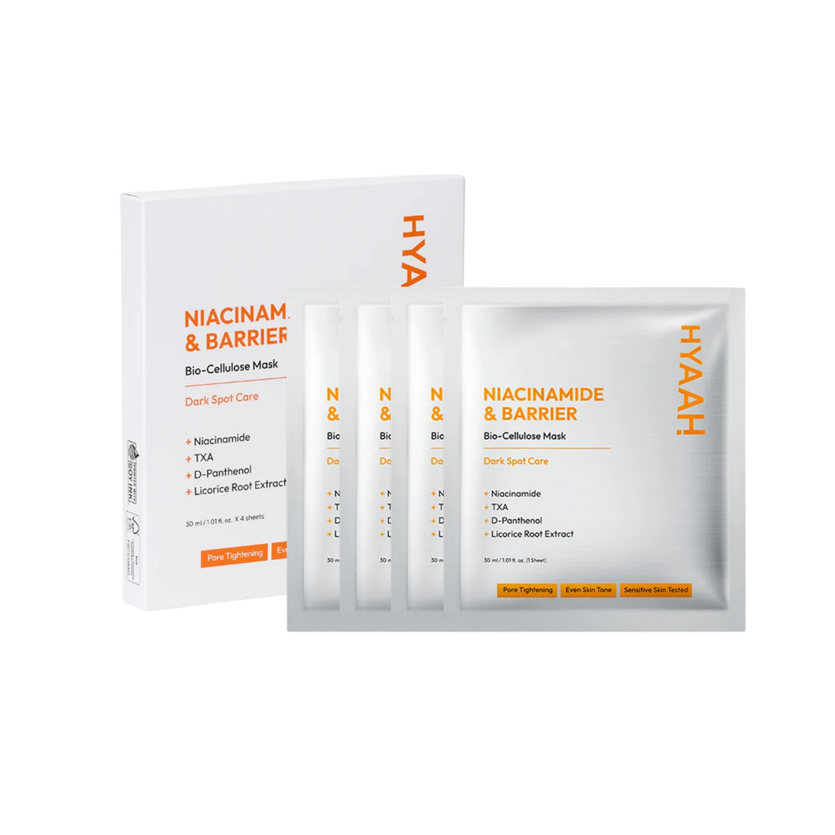 [HYAAH] Niacinamide & Barrier Biocellulose Mask (4ea)