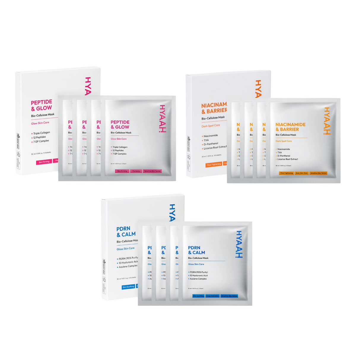 [HYAAH] Biocellulose Mask (4ea) (3 types)