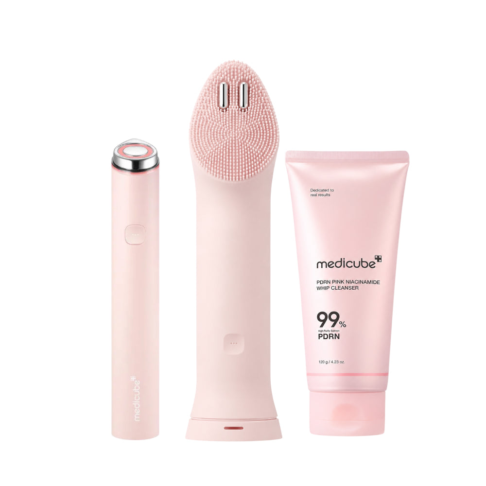 MOIDA SET [MEDICUBE] PDRN Glow Cleansing Routine for Dull & Dehydrated Skin #Pink (AGE-R Booster Pro Mini Plus + AGE-R Booster Cleanser + PDRN Whip Cleanser) *Special Price*