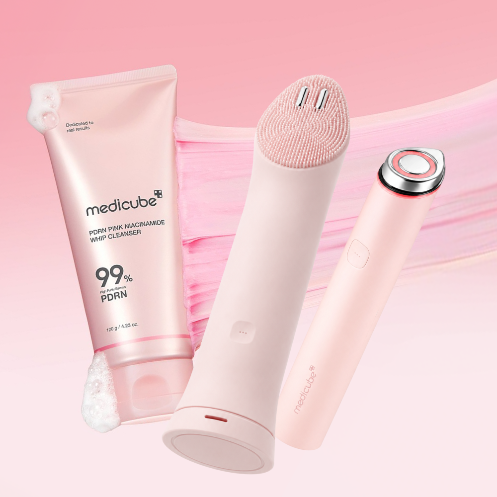 MOIDA SET [MEDICUBE] PDRN Glow Cleansing Routine for Dull & Dehydrated Skin #Pink (AGE-R Booster Pro Mini Plus + AGE-R Booster Cleanser + PDRN Whip Cleanser) *Special Price*