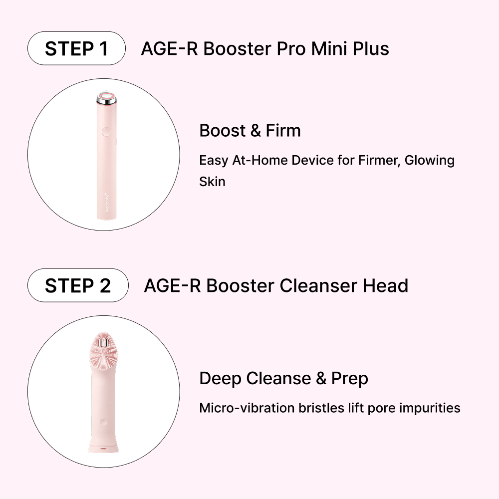 MOIDA SET [MEDICUBE] PDRN Glow Cleansing Routine for Dull & Dehydrated Skin #Pink (AGE-R Booster Pro Mini Plus + AGE-R Booster Cleanser + PDRN Whip Cleanser) *Special Price*