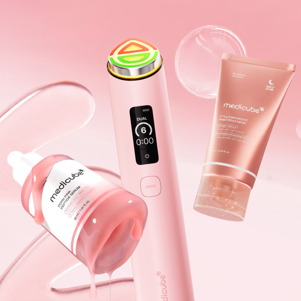 MOIDA SET [Medicube] Special Pink Care Set for Elasticity & Glass Skin Glow (AGE-R Booster Pro X2 + PDRN Serum + Night Wrapping Mask)