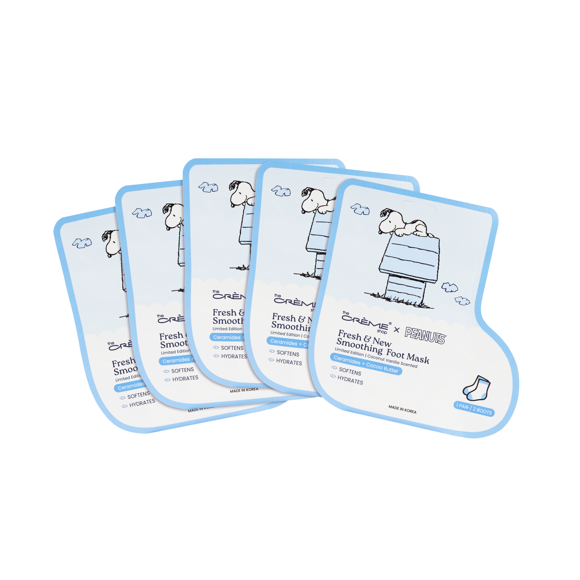 [The Crème Shop] Peanuts Smoothing Foot Mask Set #Fresh & New (5ea)