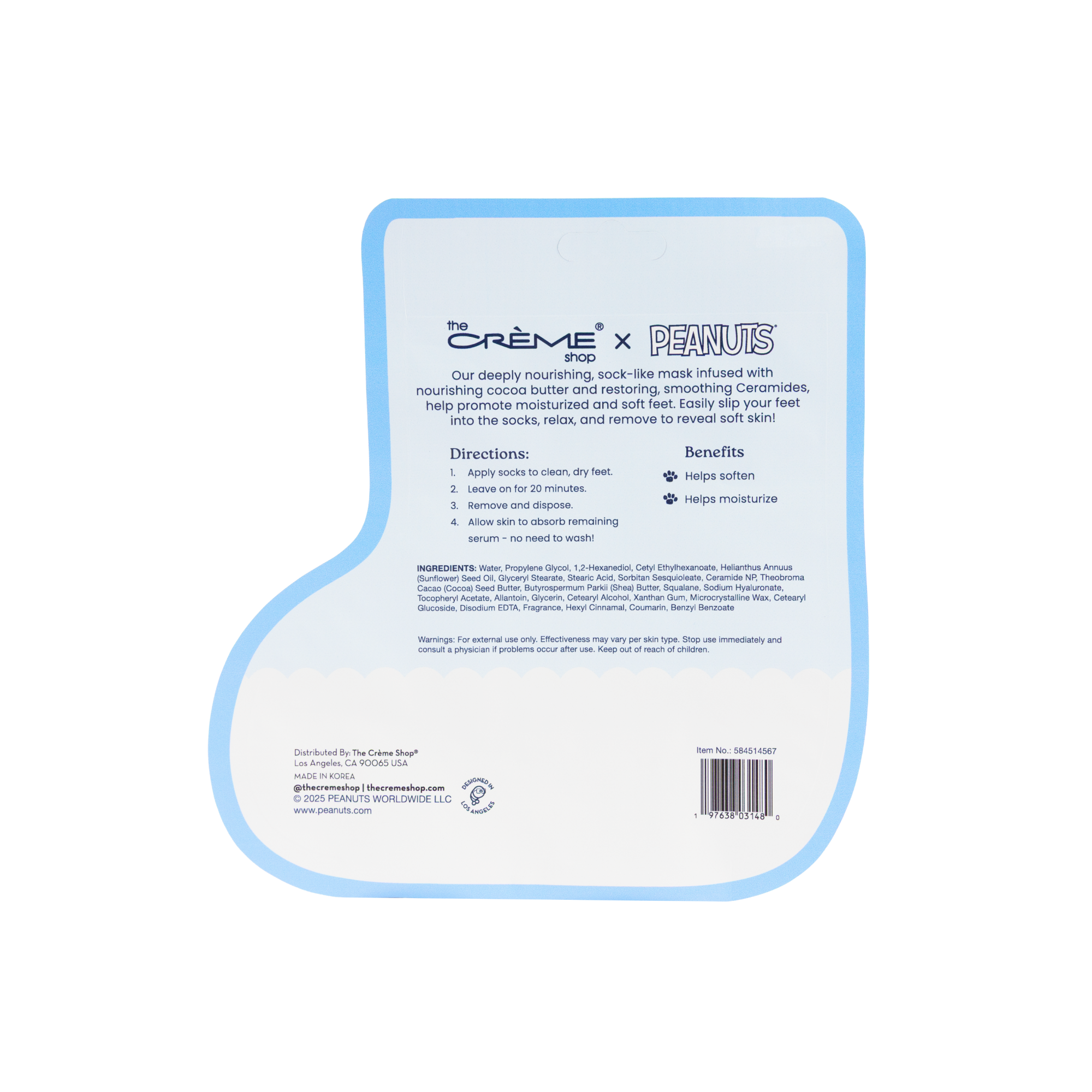 [The Crème Shop] Peanuts Smoothing Foot Mask Set #Fresh & New (5ea)