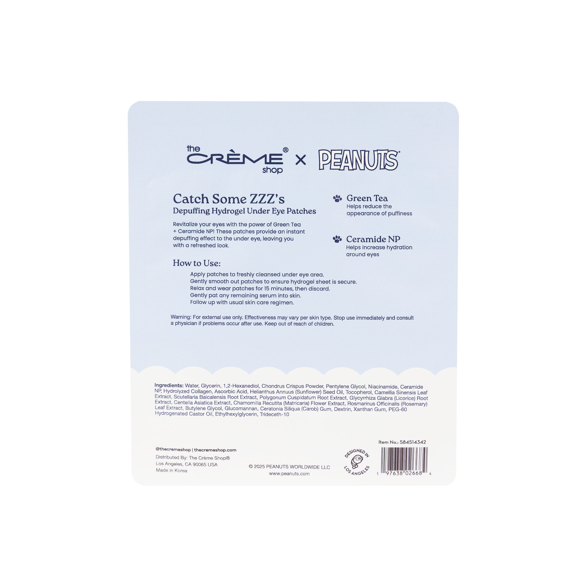 [The Crème Shop] Peanuts Hydrogel Eye Patches #Catch Some ZZZ's (3ea)