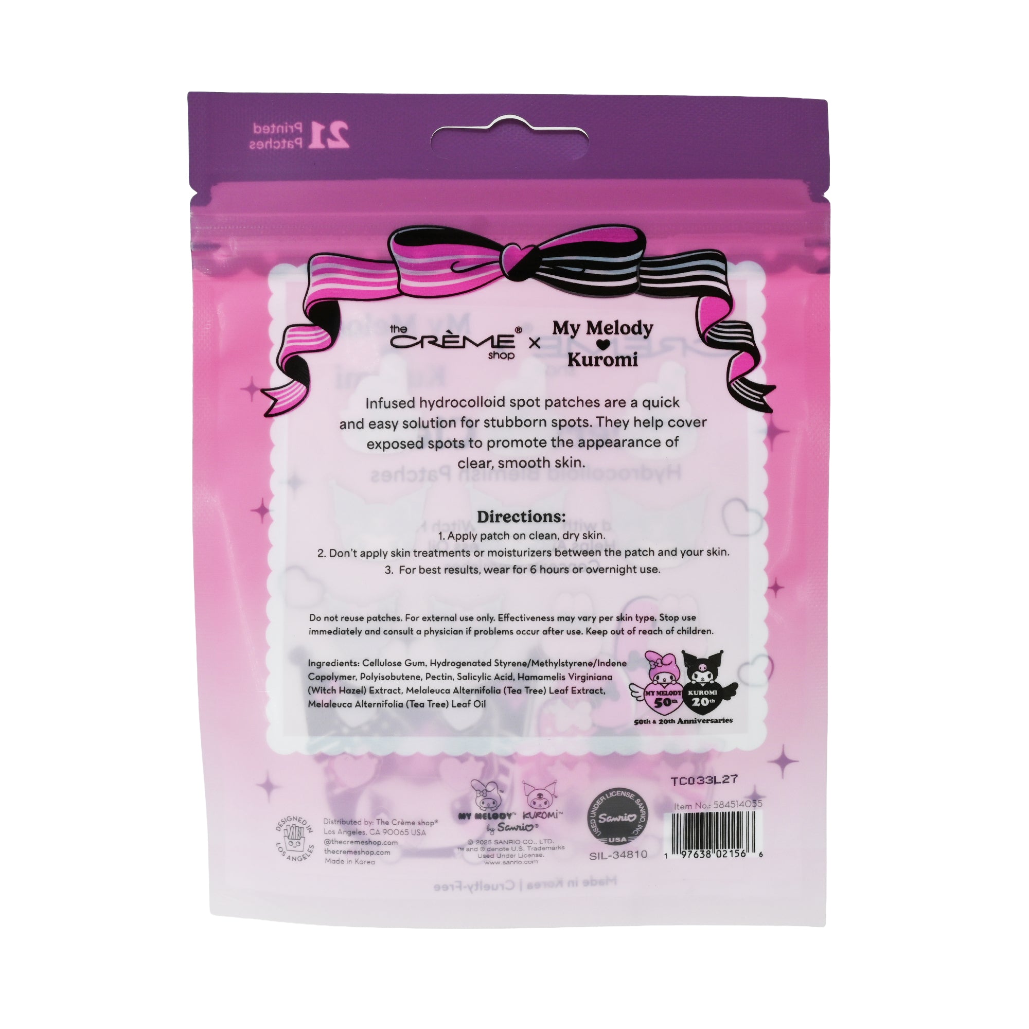 [The Crème Shop] My Melody & Kuromi Hydrocolloid Blemish Patches #Cheers to Clear!