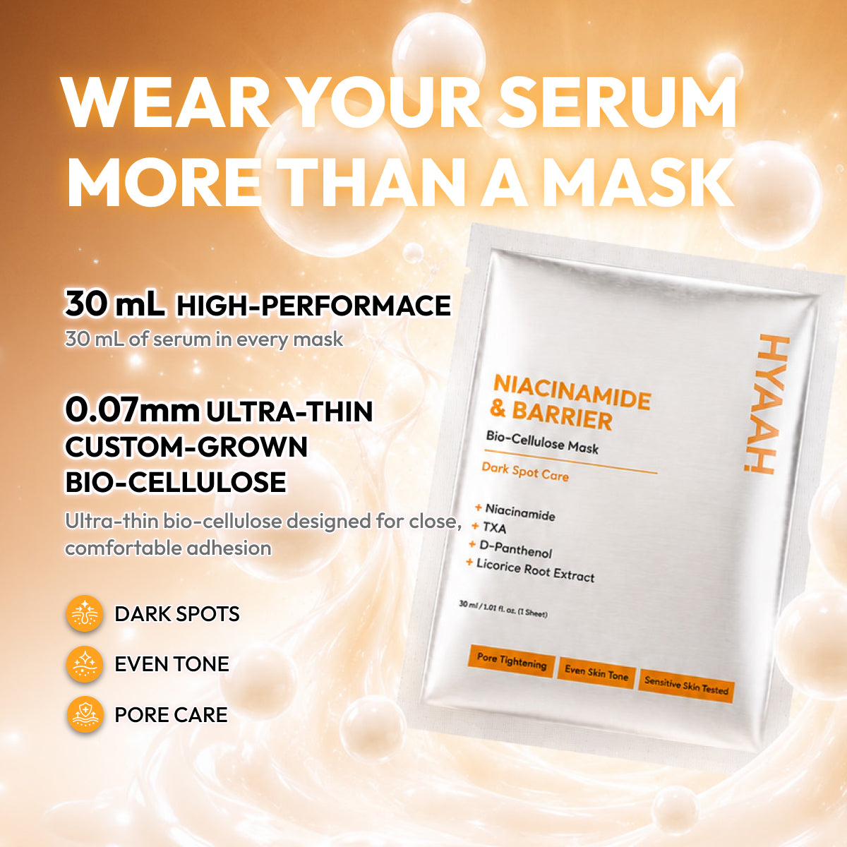 [HYAAH] Niacinamide & Barrier Biocellulose Mask (4ea)