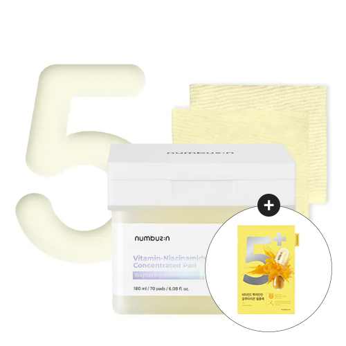 [numbuzin] No.5+ Glutathione Vitamin Concentrated Toner Pads 180ml (70Pads) + Free Gift( No.5 Mask 1ea)