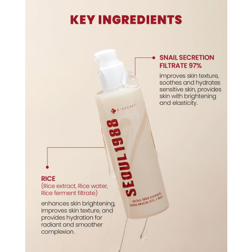 *TIME DEAL* [KSECRET] SEOUL 1988 Essence : Snail Mucin 97% + Rice 100ml